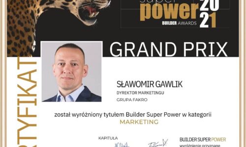 FAKRO: Nagroda Builder Super Power dla Sławomira Gawlika