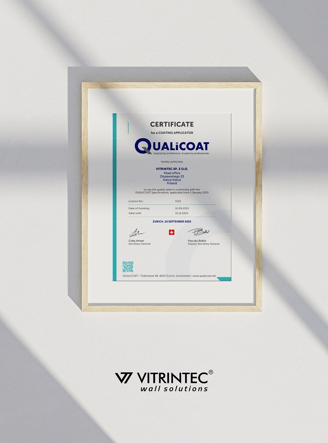 Firma Vitrintec z certyfikatem QUALICOAT