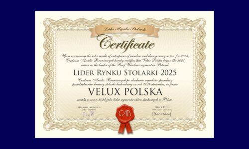 VELUX Polska ponownie z tytułem Lider Rynku Stolarki