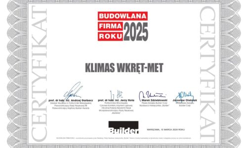 KLIMAS Wkręt-met otrzymał tytuł Budowlanej Firmy Roku